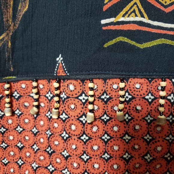 Notations Vintage Maxi Skirt PL Beaded Fringe Safari Bohemian - Picture 6 of 10